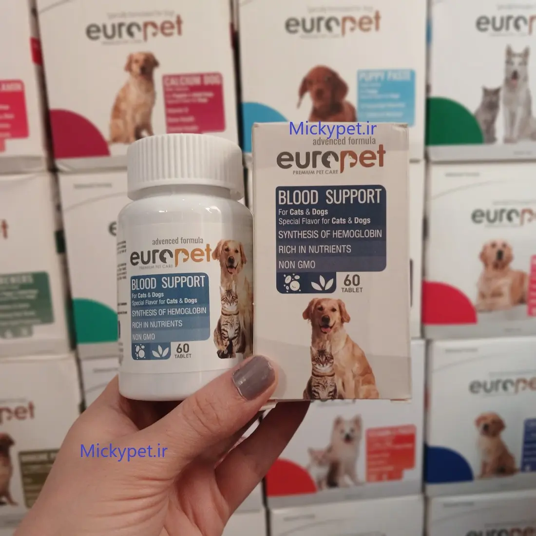 Europet-Blood-Support-Cat-Dog-60-tablet تصویر قرص جلوگیری از کم خونی مخصوص سگ و گربه یوروپت