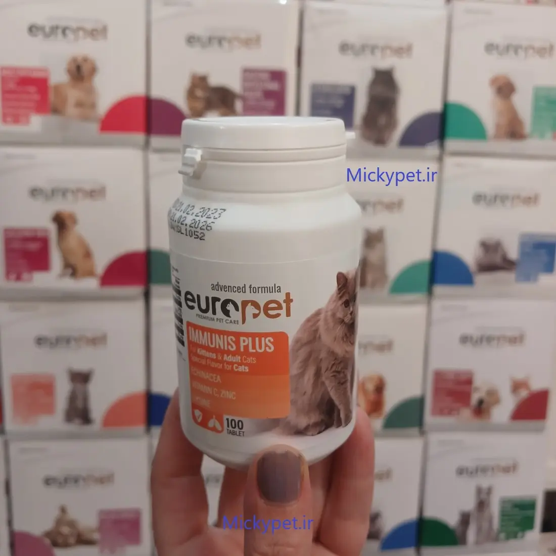 Europet-Immunis-Plus-100-tablet تصویر قرص تقویت سیستم ایمنی مخصوص گربه یوروپت