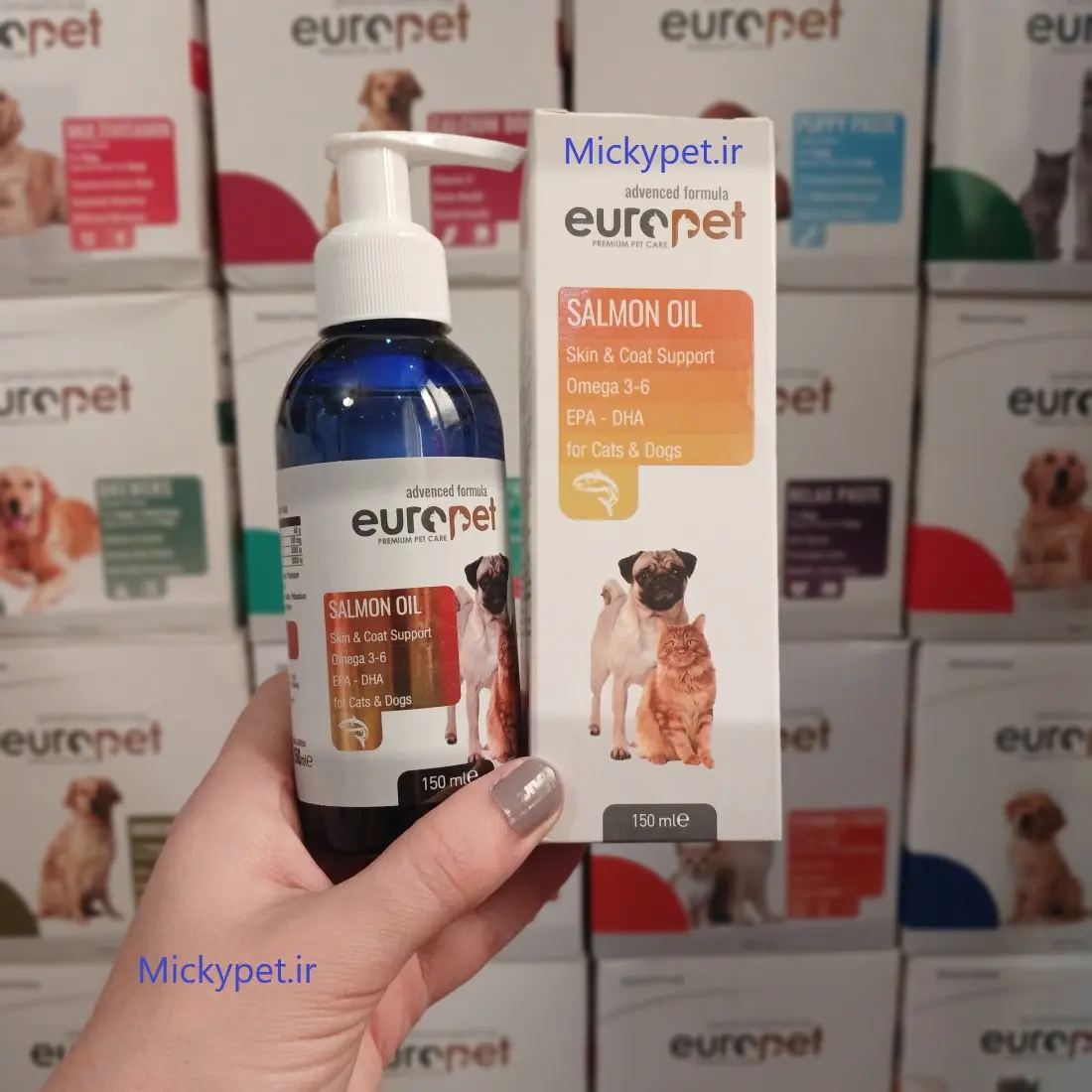 Europet-Salmon-Oil-150ml تصویر روغن ماهی سگ و گربه یوروپت
